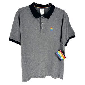 Disney Shirt Mens XL Gray Polo Pride Rainbow Collection Mickey Mouse Logo NEW